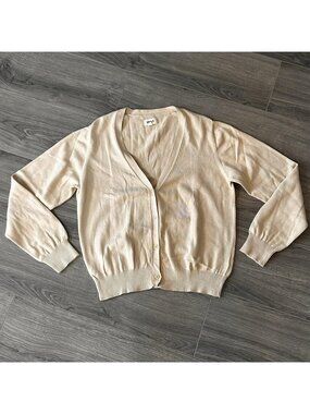 Pact Cardigan Womens XL Beige Organic Cotton V Neck Button Front Lightweight